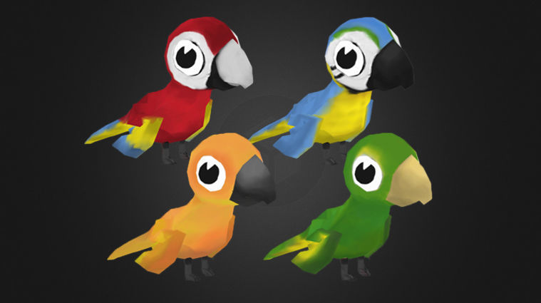 Low Poly Toon Parrot Low-poly 3D model_1