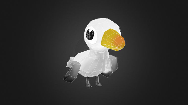 Low Poly Toon Seagull Low-poly 3D model_7