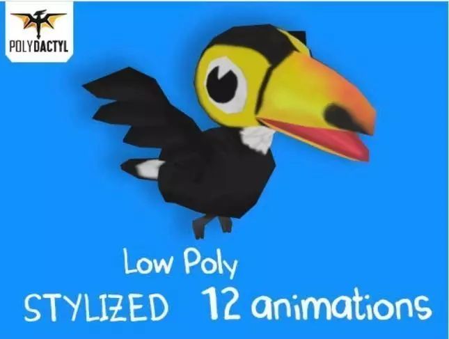 Low Poly Toon Toucan Low-poly 3D model
