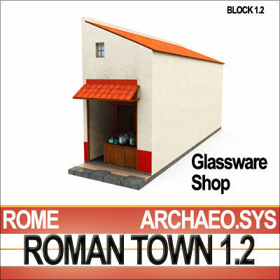 Roman Town Glassware Shop 1 2 Low Poly 3D model_2
