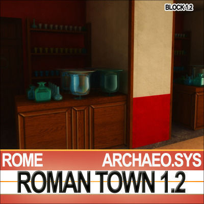 Roman Town Glassware Shop 1 2 Low Poly 3D model_1