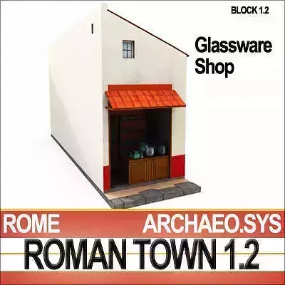 Roman Town Glassware Shop 1 2 Low Poly 3D model