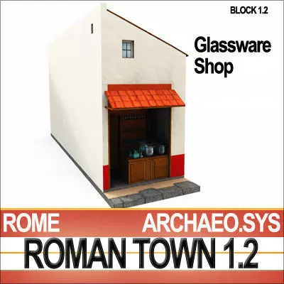 Roman Town Glassware Shop 1 2 Low Poly 3D model_0