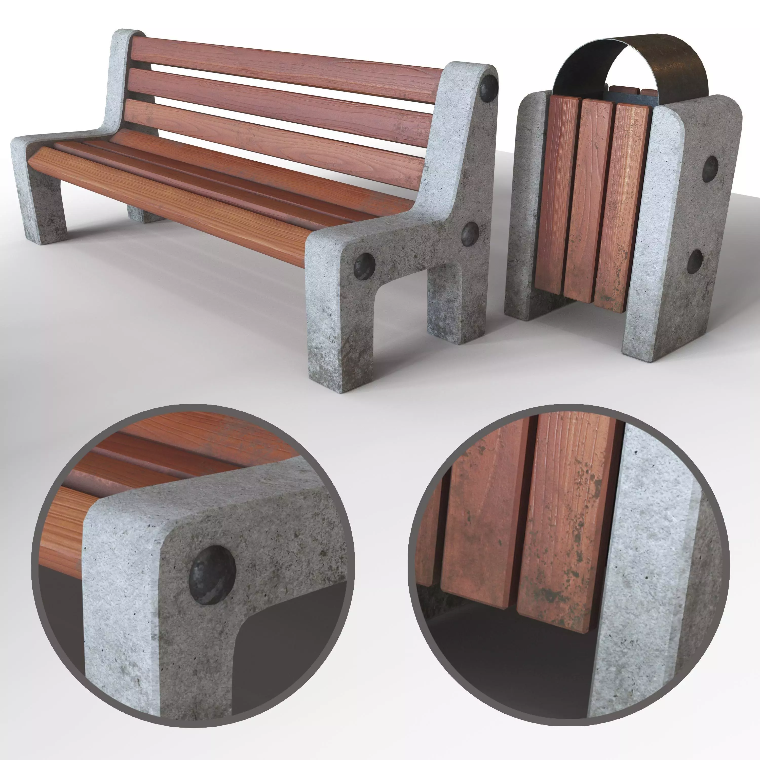 Park bench 3D model
