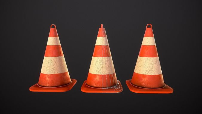 Street cone Low-poly 3D model