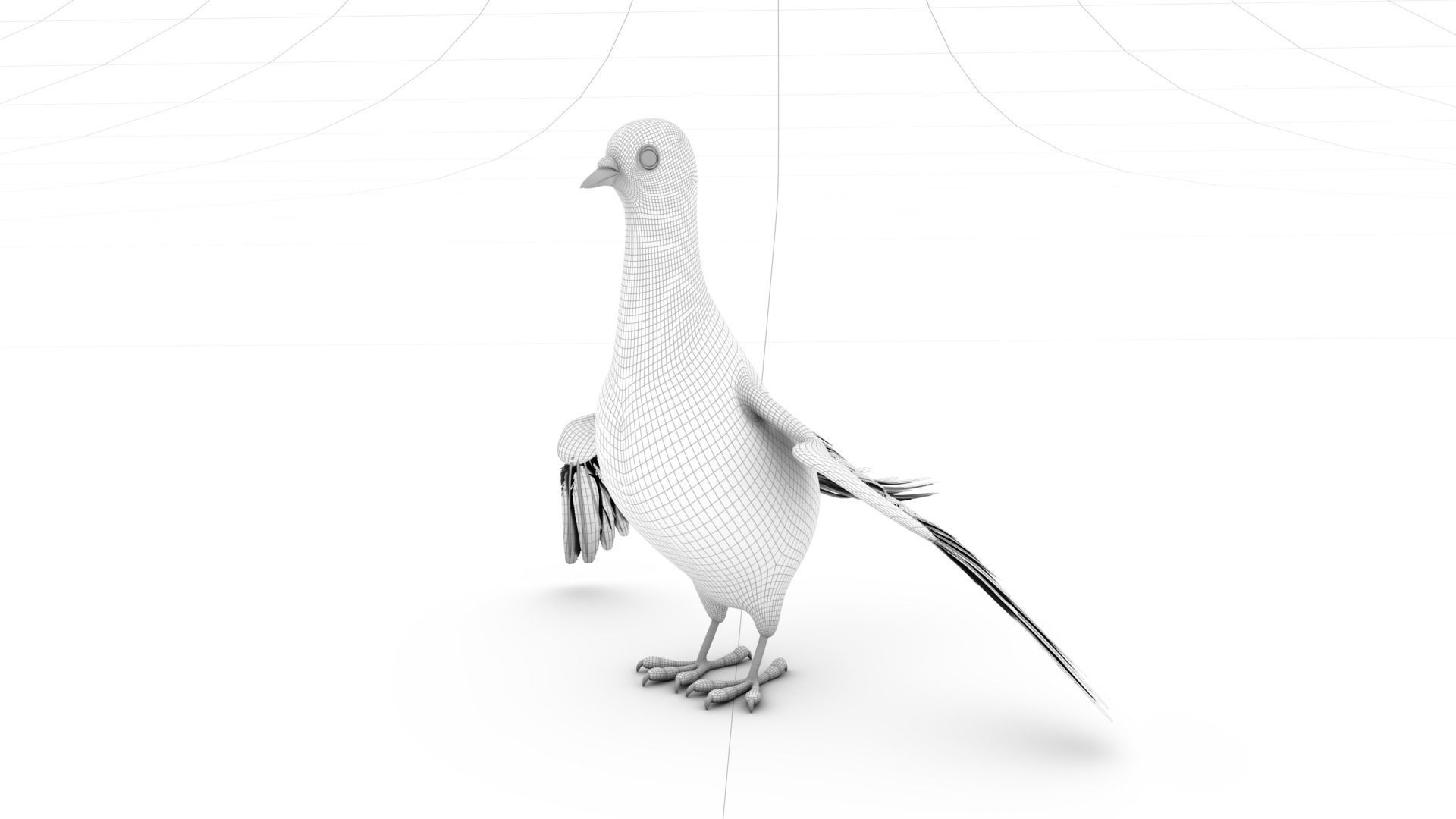 Pigeon with feather system - Cartoon style 3D model_10