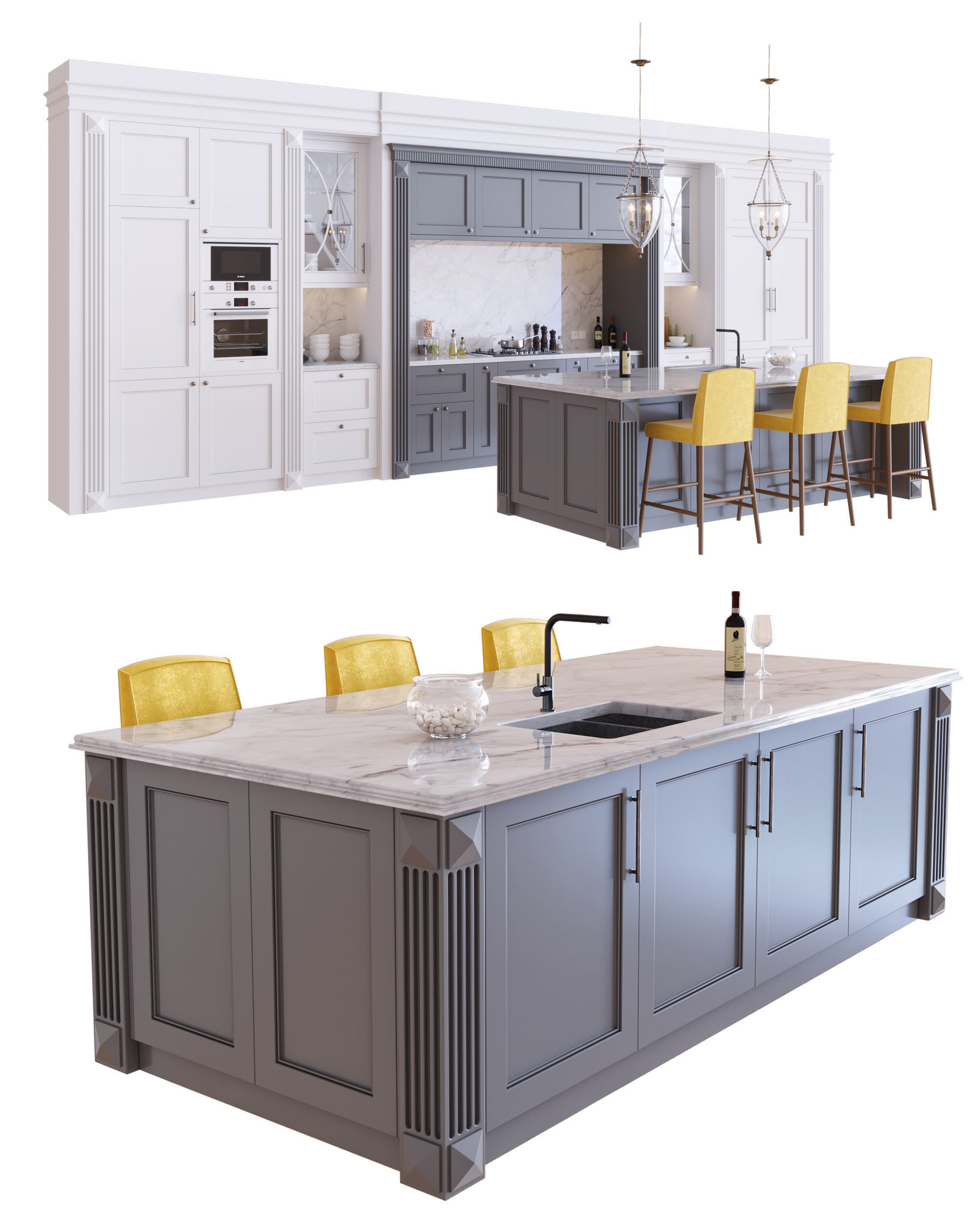 Classic kitchen 3D model_6