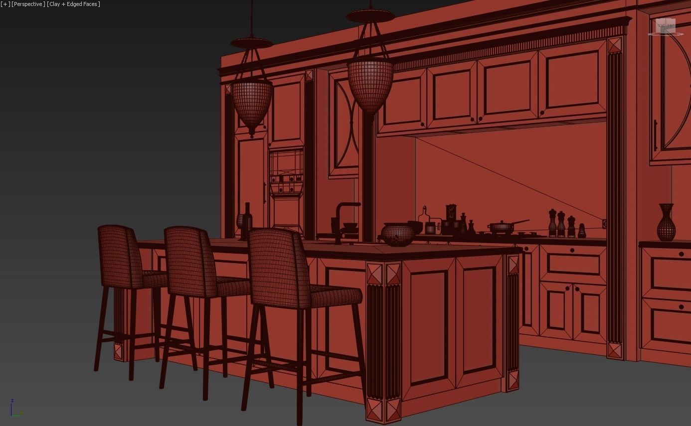 Classic kitchen 3D model_11