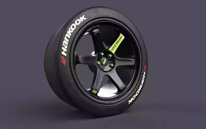 Volk TE37 Racing Wheels and Tires 3D print model
