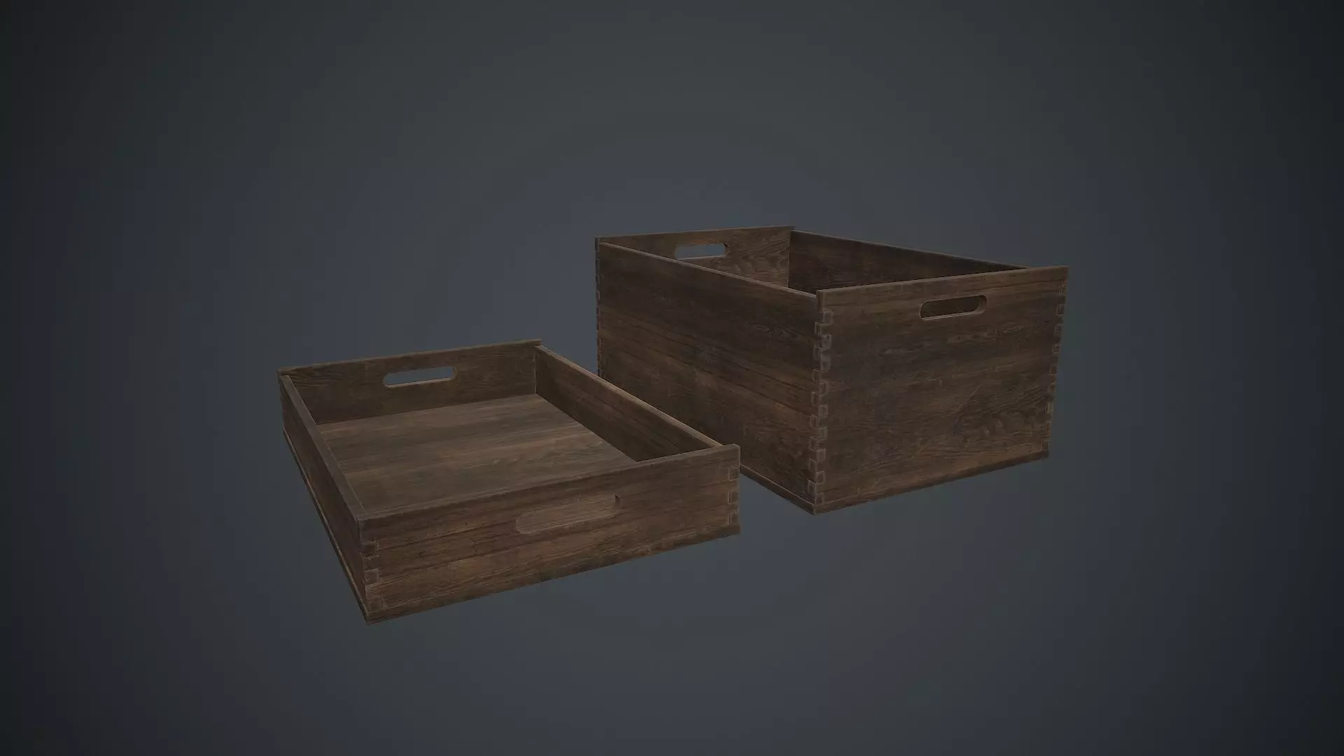 Wooden Crate 1 PBR Game Ready Low-poly 3D model_0