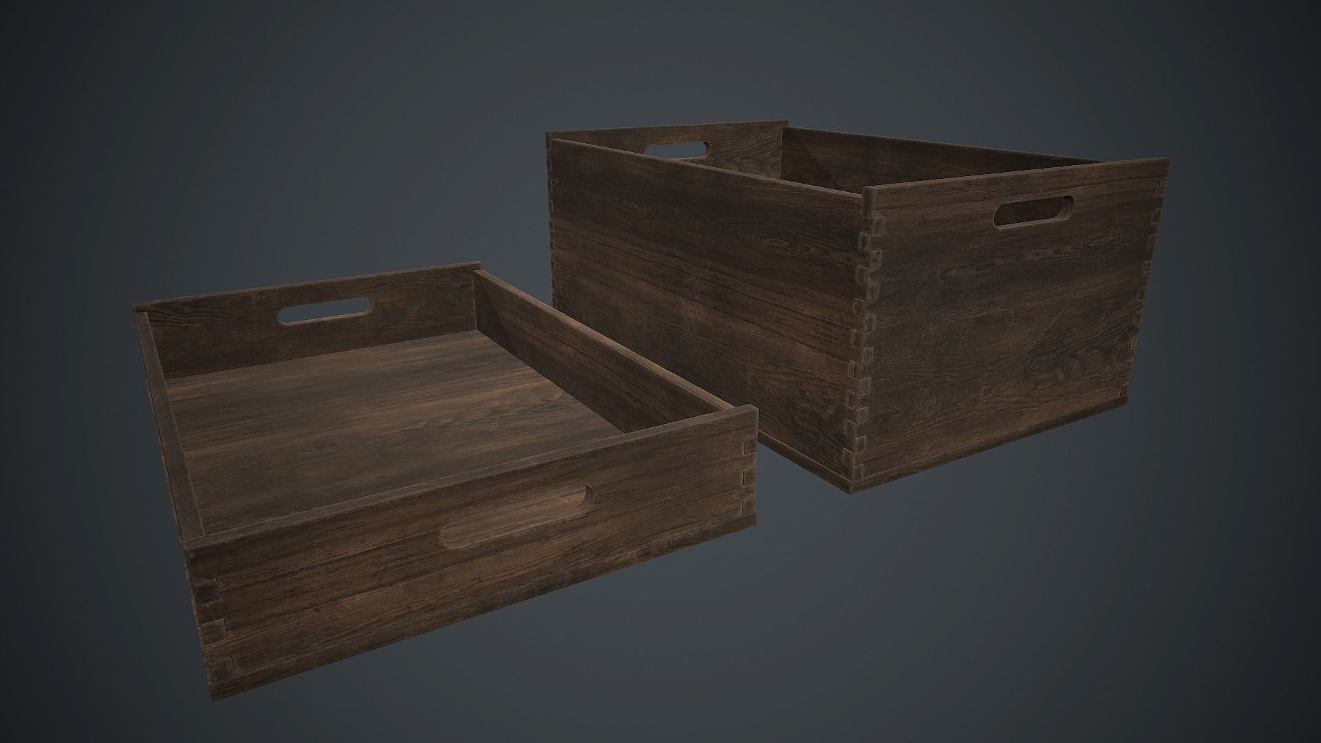 Wooden Crate 1 PBR Game Ready Low-poly 3D model_1