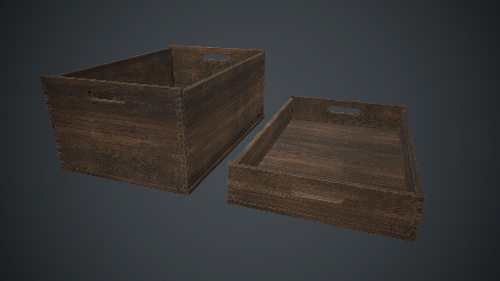 Wooden Crate 1 PBR Game Ready Low-poly 3D model_4