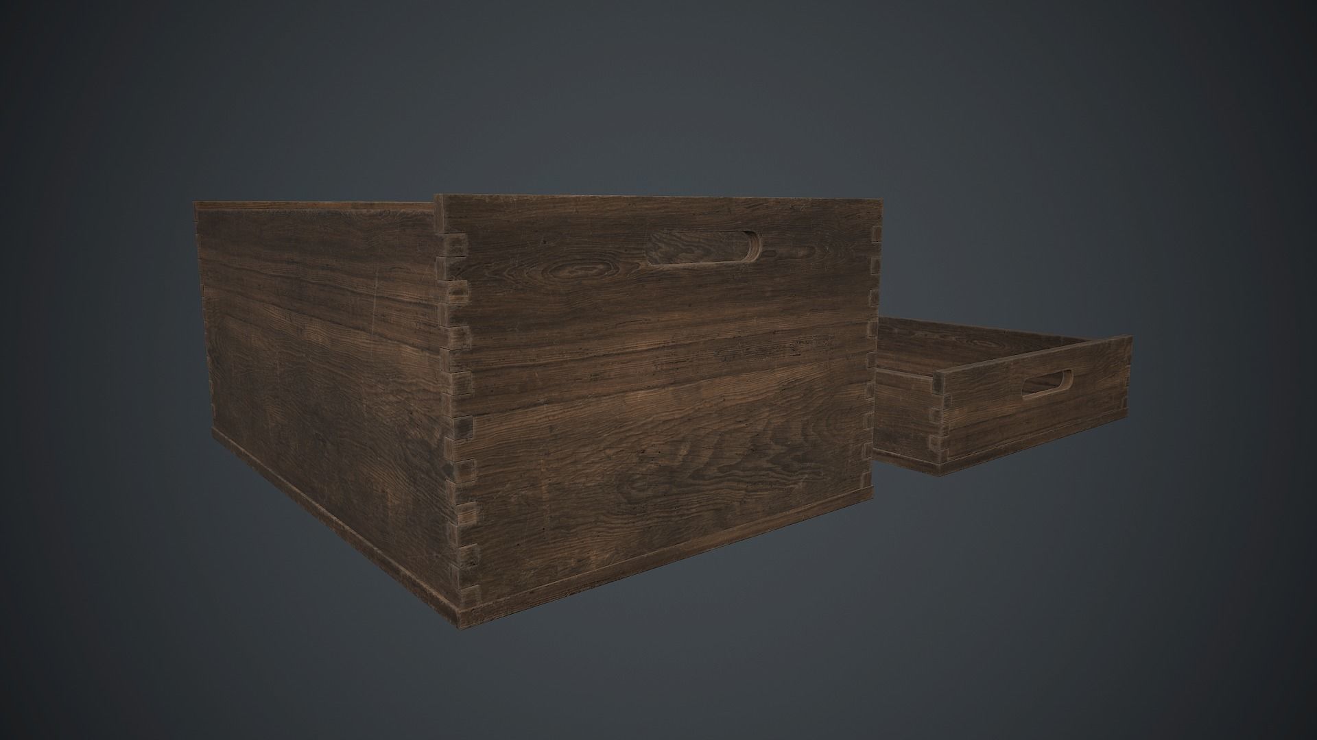 Wooden Crate 1 PBR Game Ready Low-poly 3D model_5