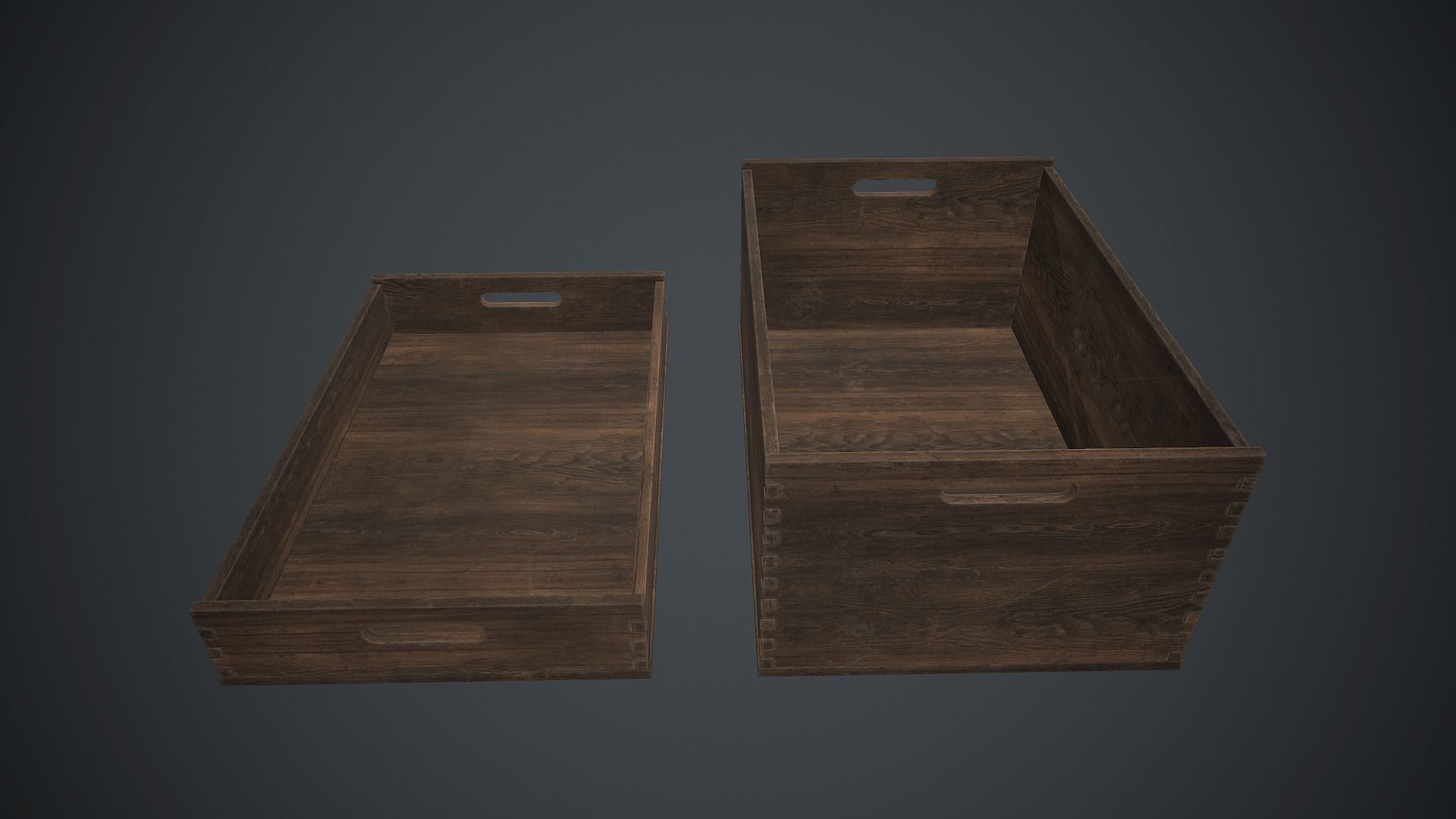 Wooden Crate 1 PBR Game Ready Low-poly 3D model_2