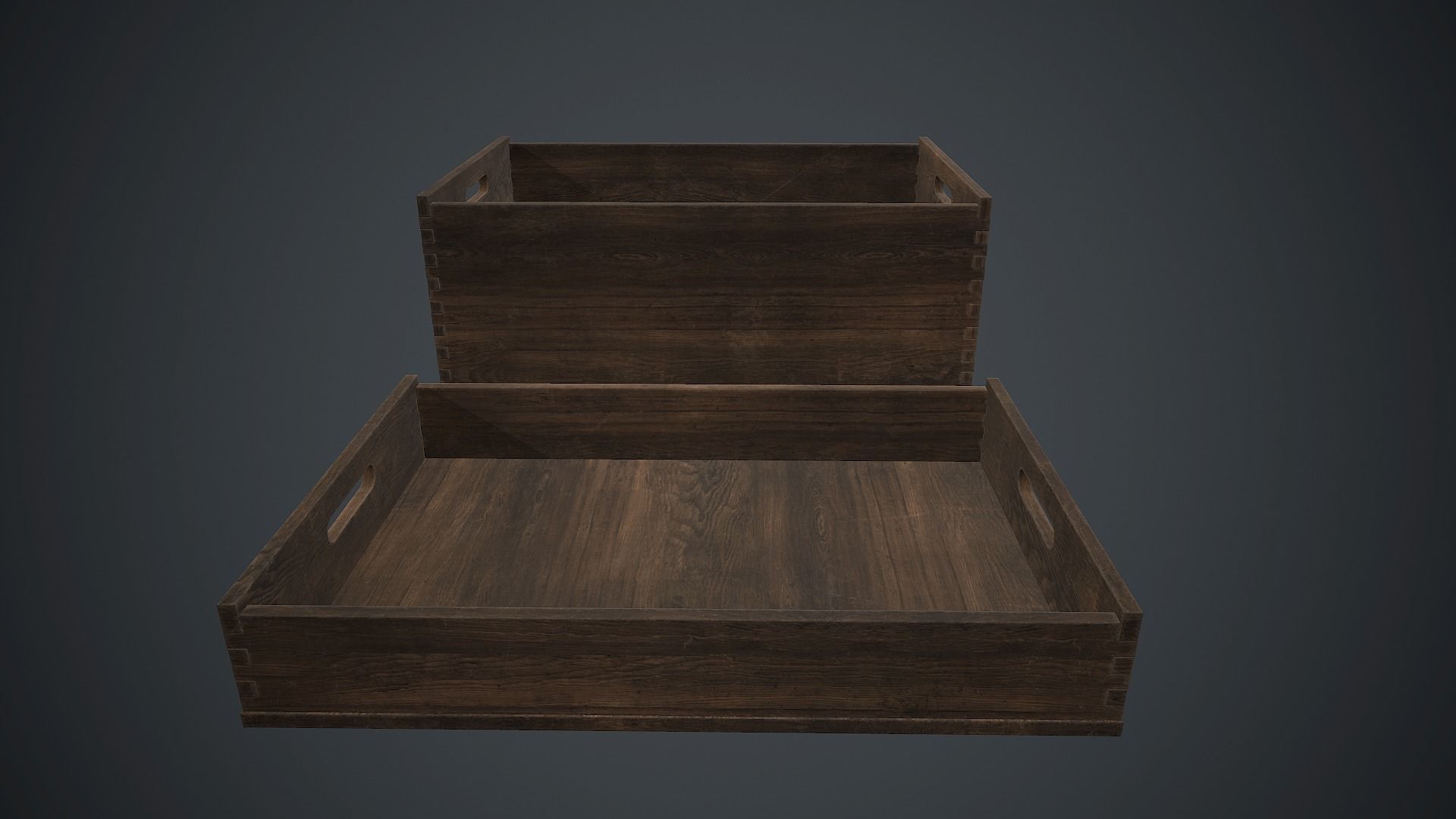 Wooden Crate 1 PBR Game Ready Low-poly 3D model_3
