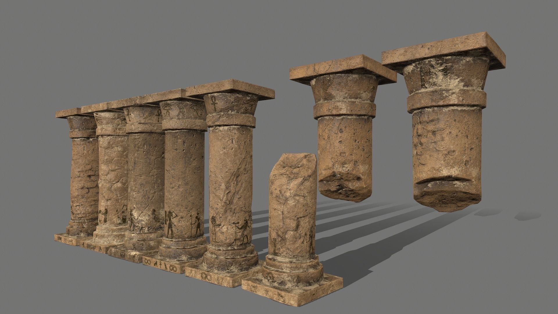 pillar set greek pillars Low-poly 3D model_1
