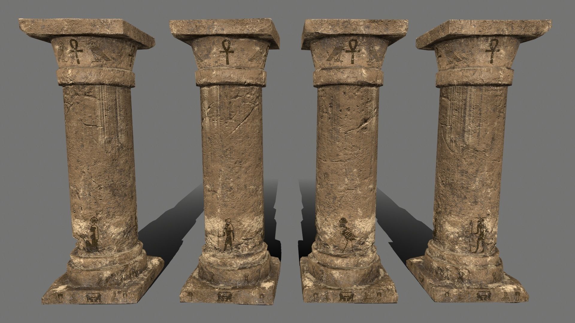 pillar set greek pillars Low-poly 3D model_5