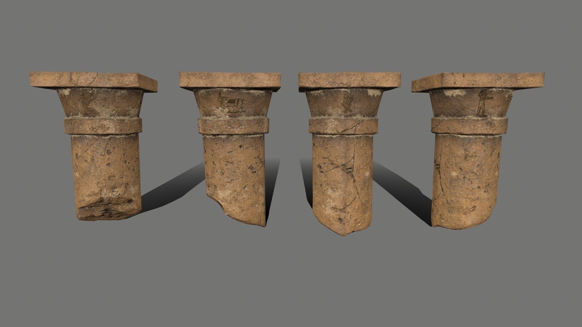 pillar set greek pillars Low-poly 3D model_7