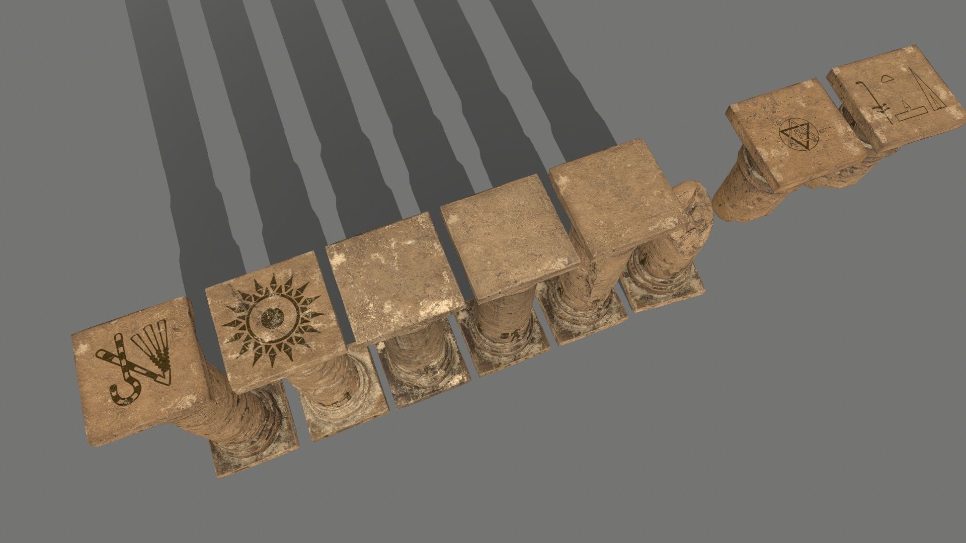 pillar set greek pillars Low-poly 3D model_11