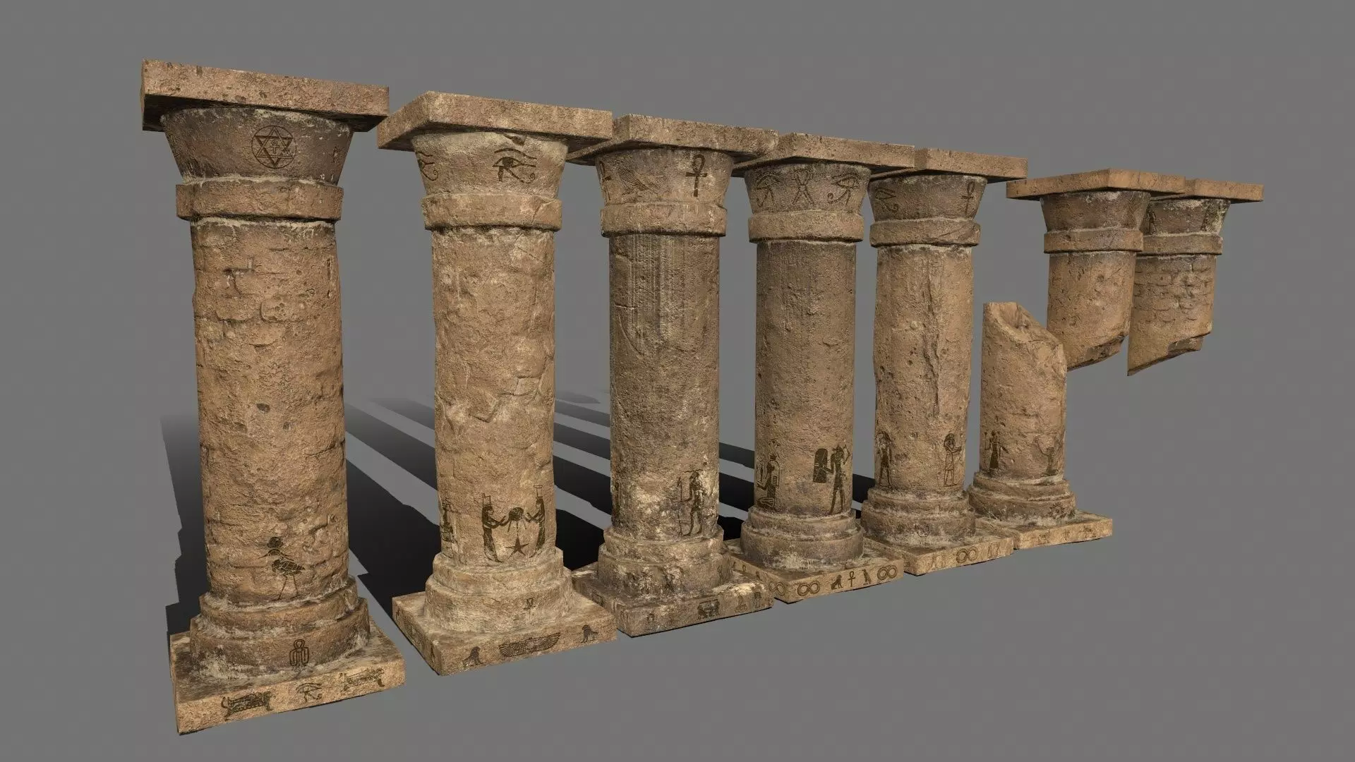 pillar set greek pillars Low-poly 3D model_0
