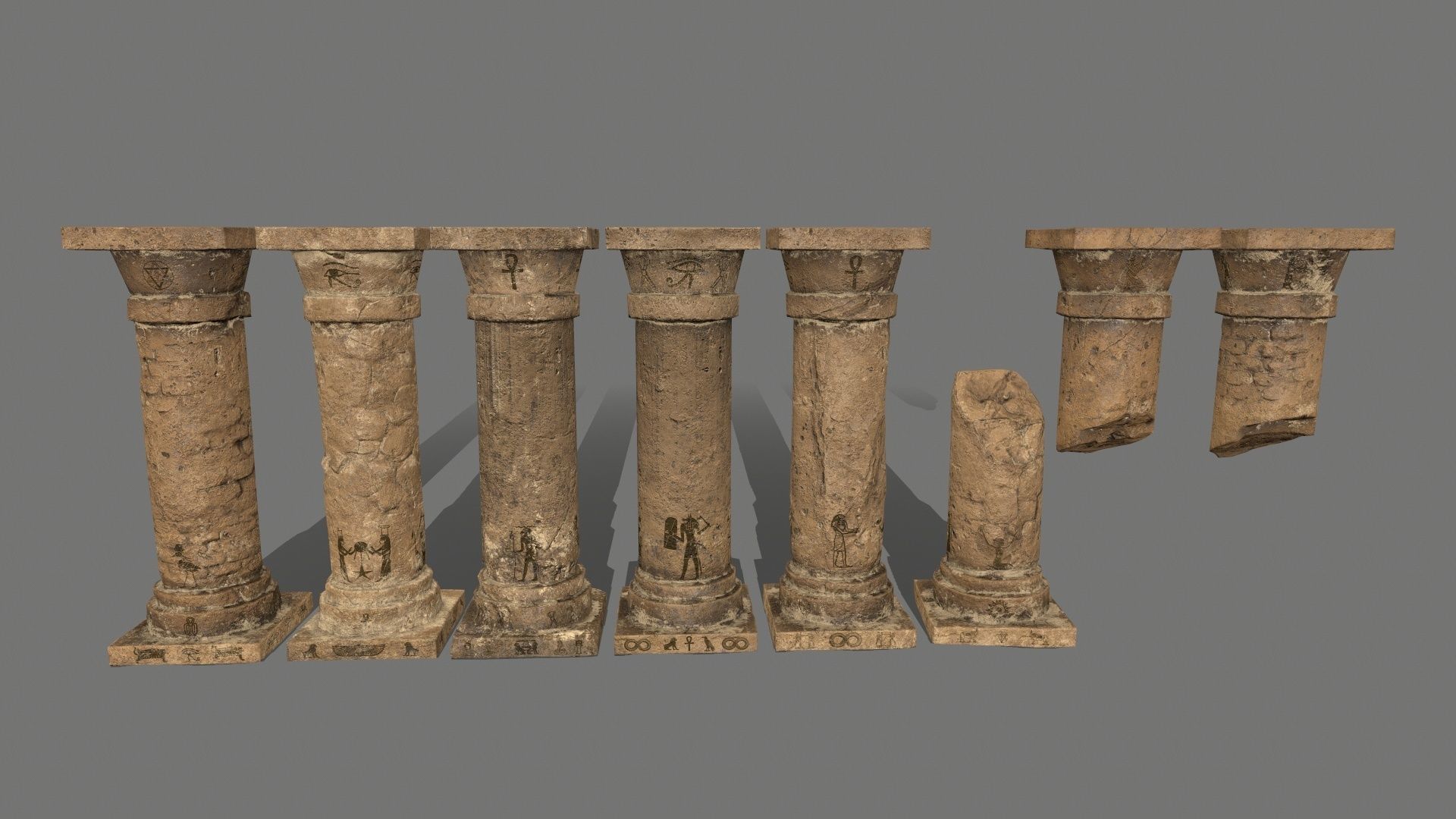 pillar set greek pillars Low-poly 3D model_2