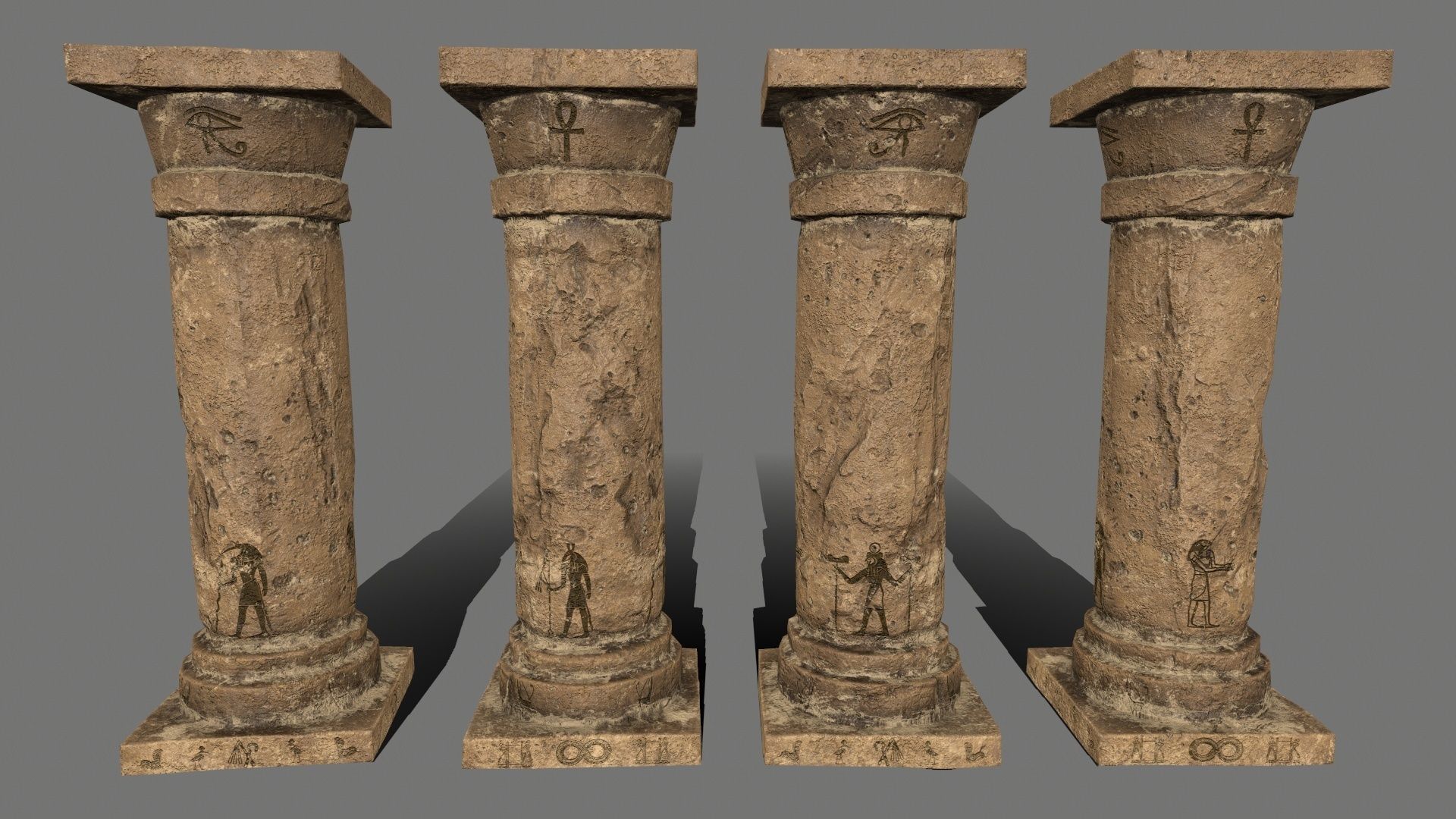 pillar set greek pillars Low-poly 3D model_8