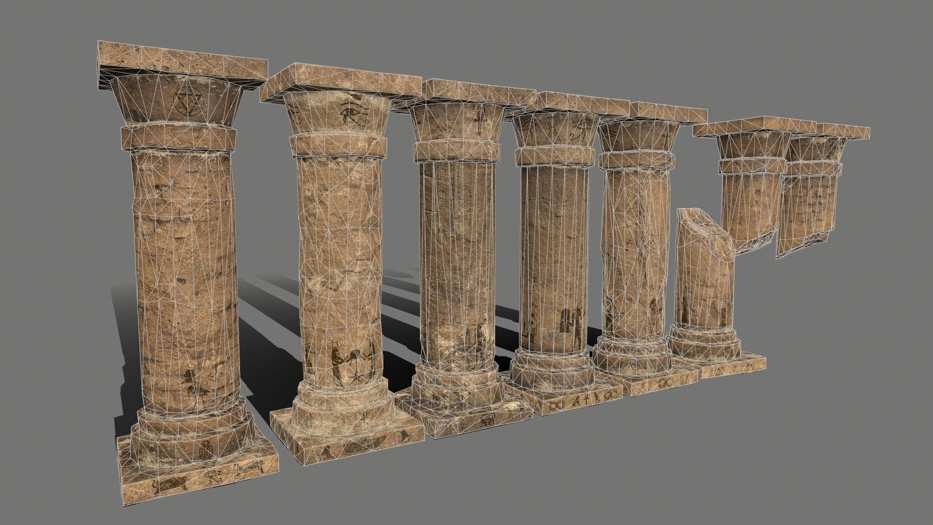 pillar set greek pillars Low-poly 3D model_13