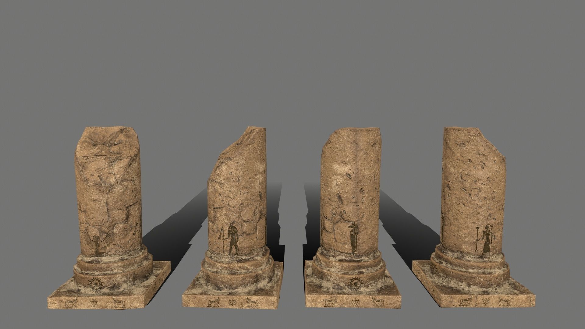 pillar set greek pillars Low-poly 3D model_4