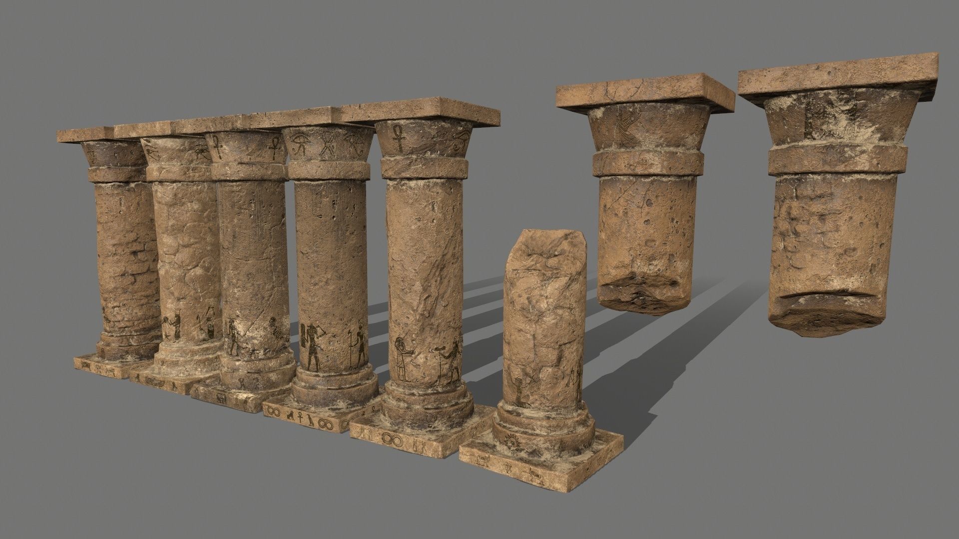 pillar set greek pillars Low-poly 3D model_12