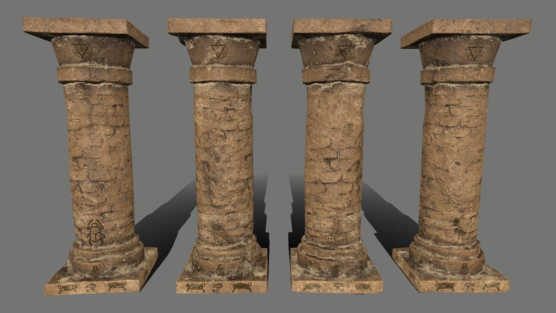 pillar set greek pillars Low-poly 3D model_9