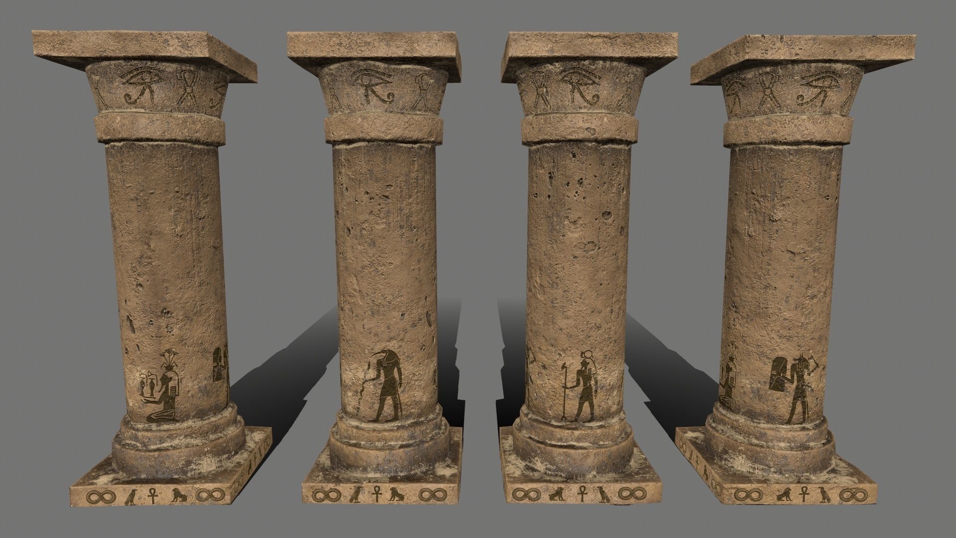 pillar set greek pillars Low-poly 3D model_3