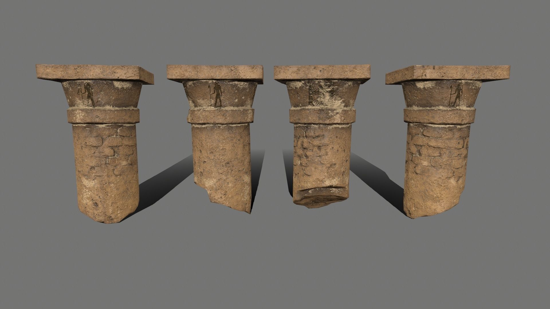 pillar set greek pillars Low-poly 3D model_10