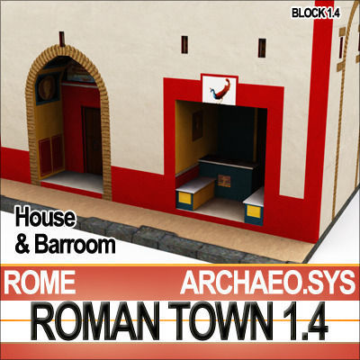 Roman Town House And Barroom Block 1 4 Low Poly 3D model_2