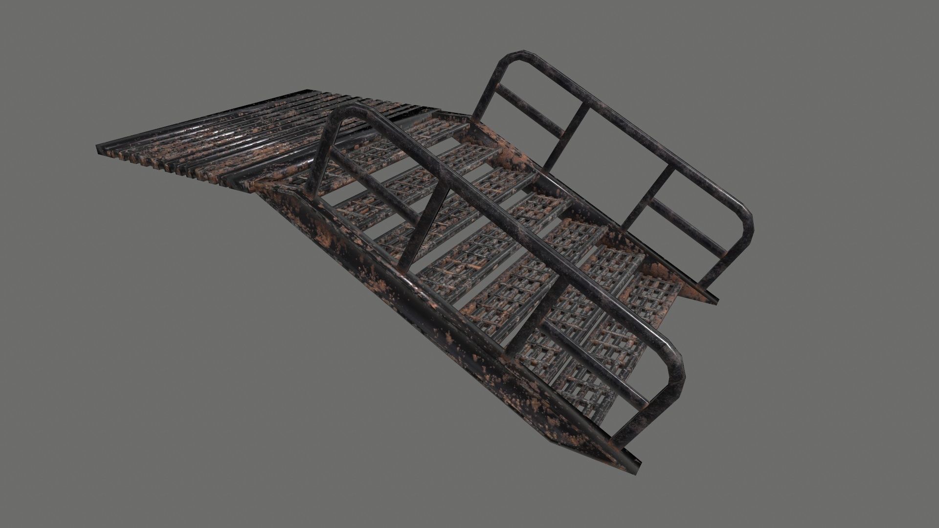 stairs metal Low-poly 3D model_16