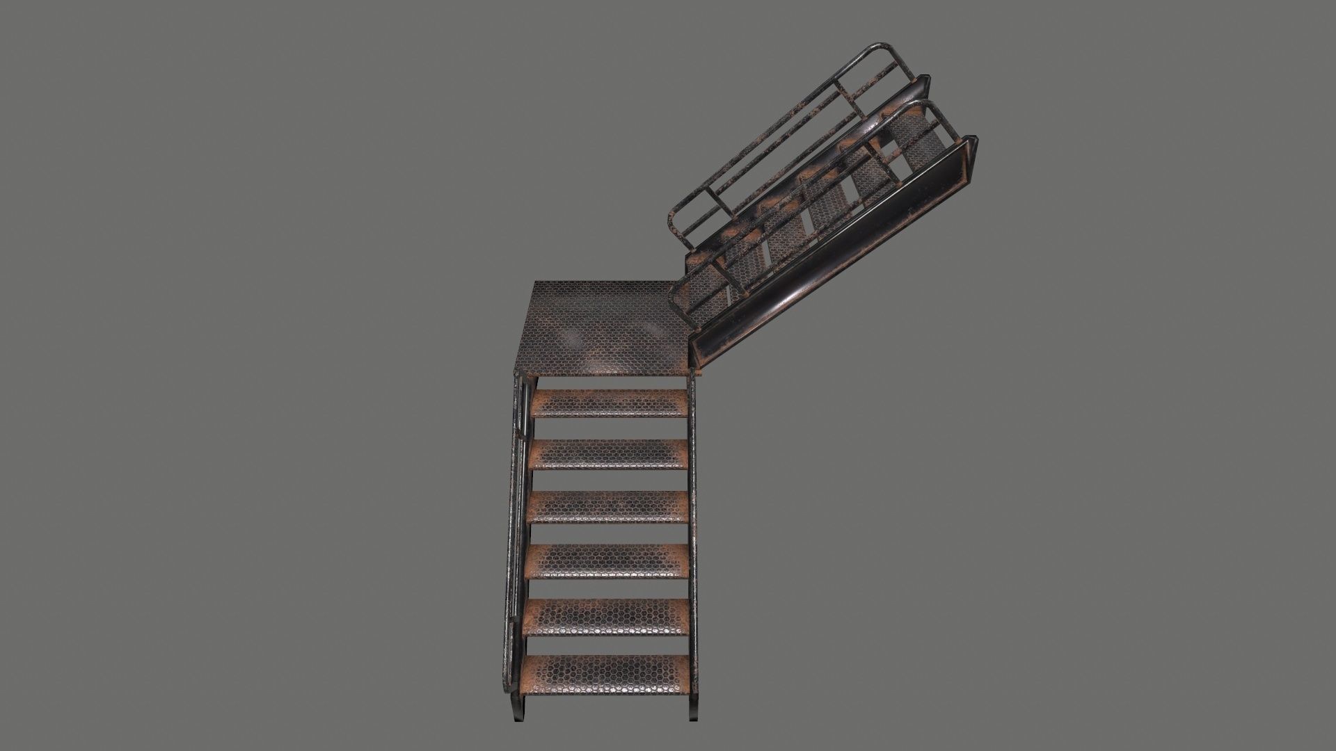 stairs metal Low-poly 3D model_24
