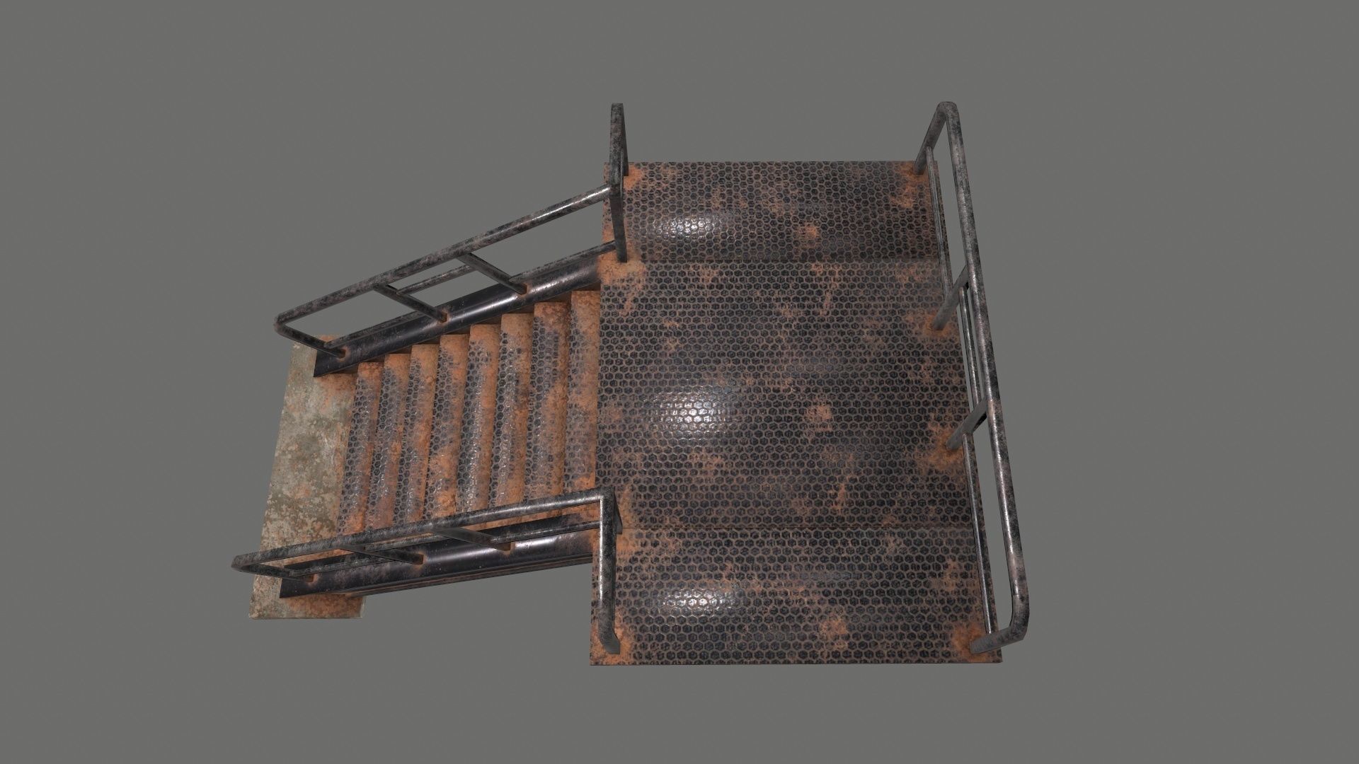 stairs metal Low-poly 3D model_21