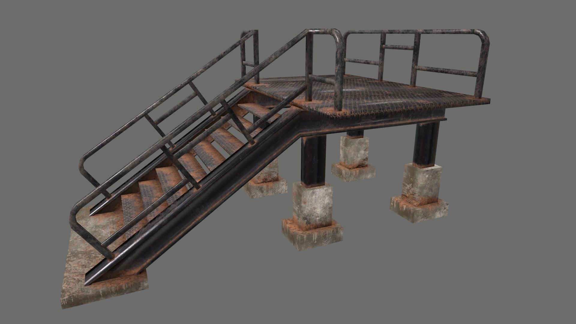stairs metal Low-poly 3D model_20