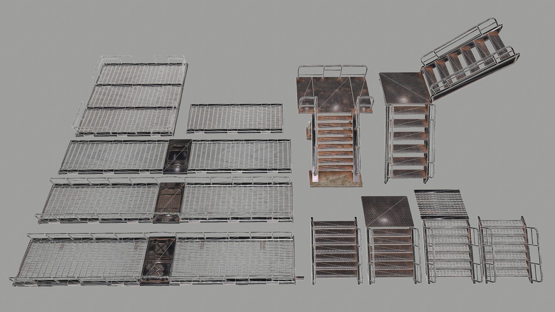 stairs metal Low-poly 3D model_31