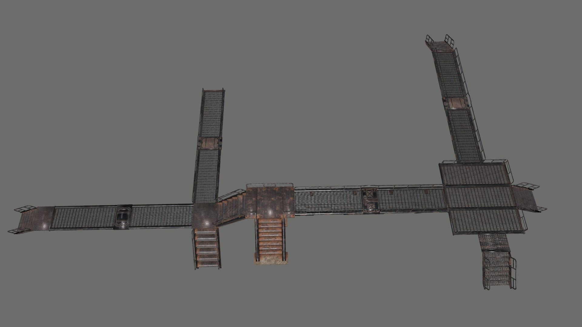 stairs metal Low-poly 3D model_29