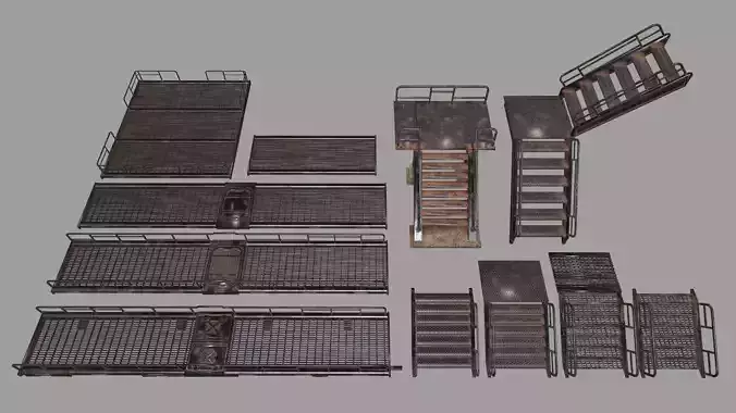stairs metal Low-poly 3D model