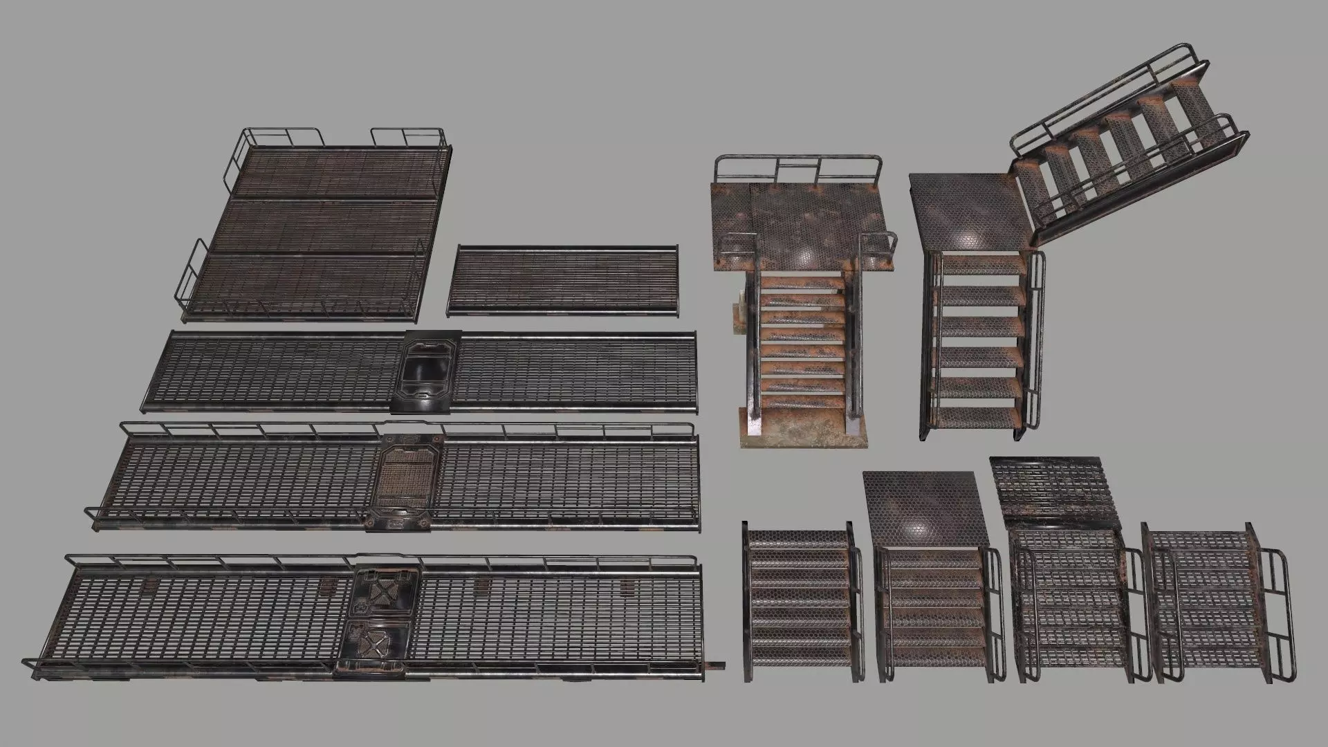 stairs metal Low-poly 3D model_0