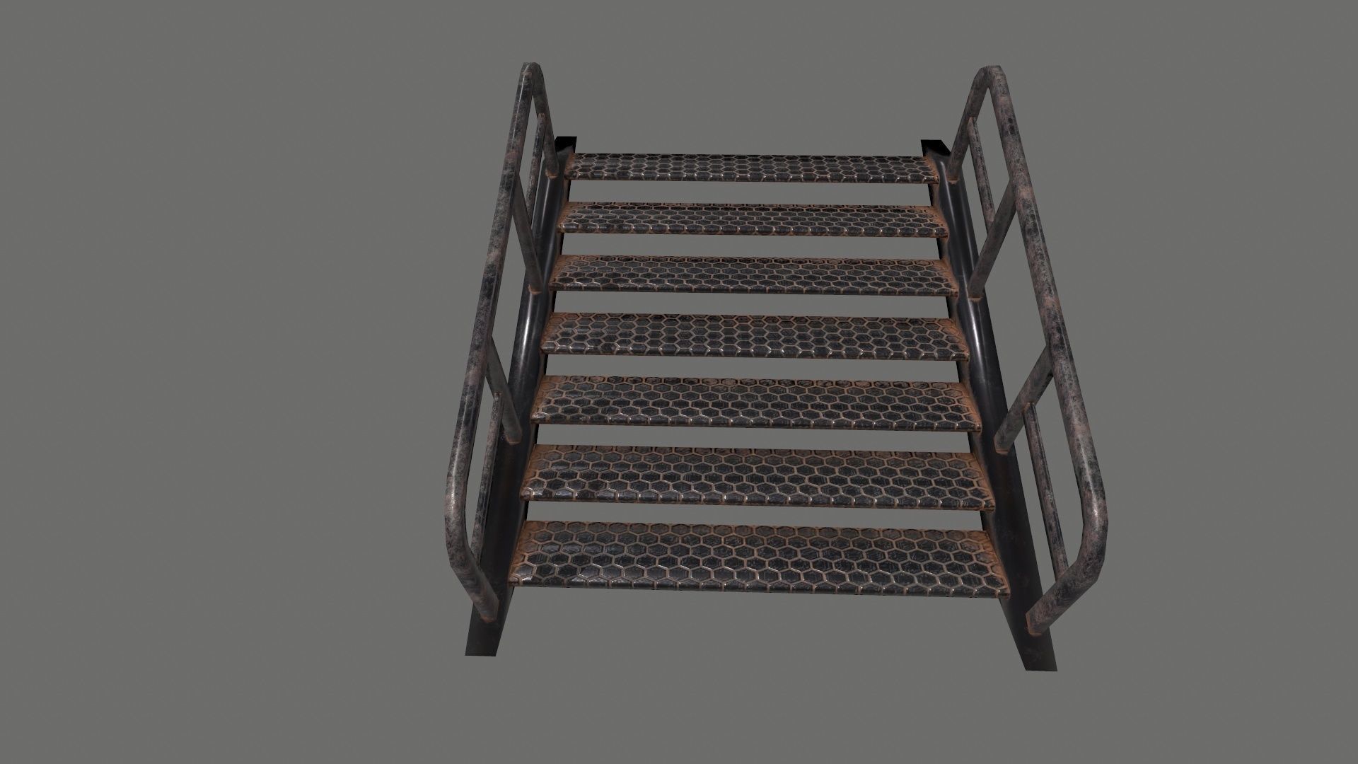 stairs metal Low-poly 3D model_12