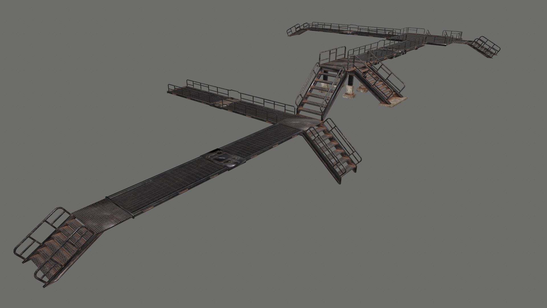 stairs metal Low-poly 3D model_30