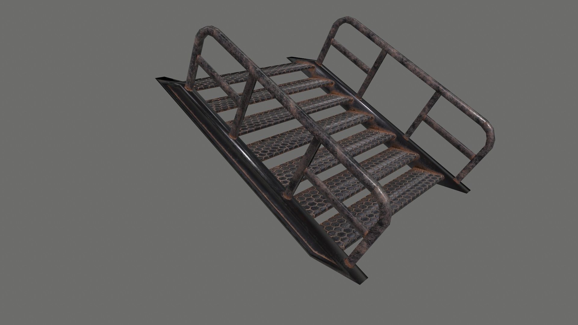 stairs metal Low-poly 3D model_13