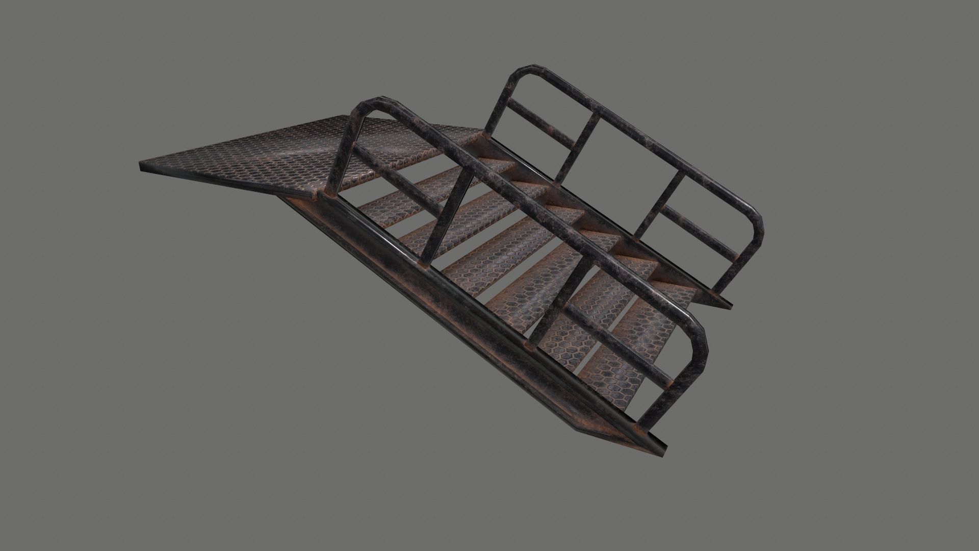 stairs metal Low-poly 3D model_15
