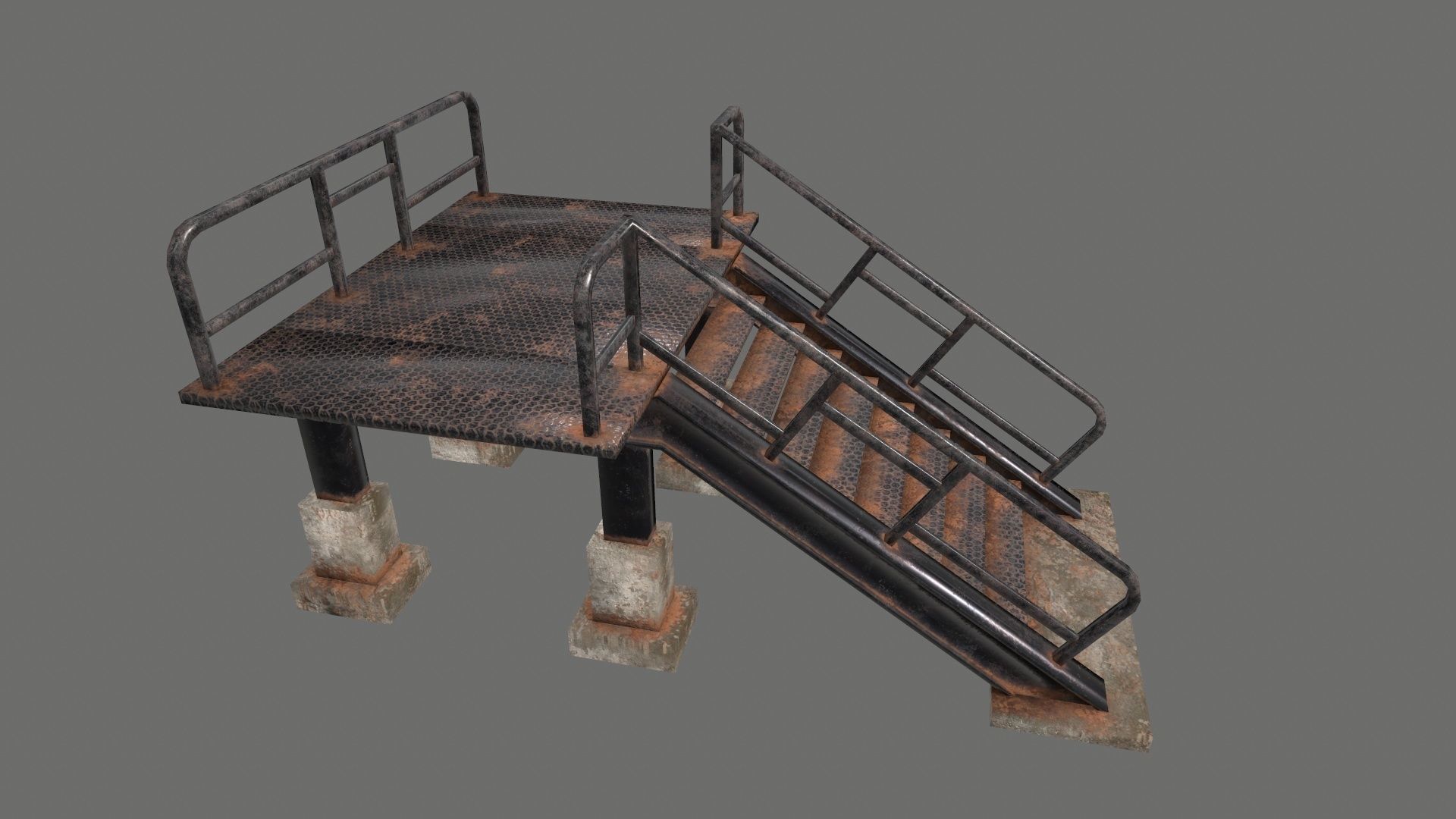 stairs metal Low-poly 3D model_23