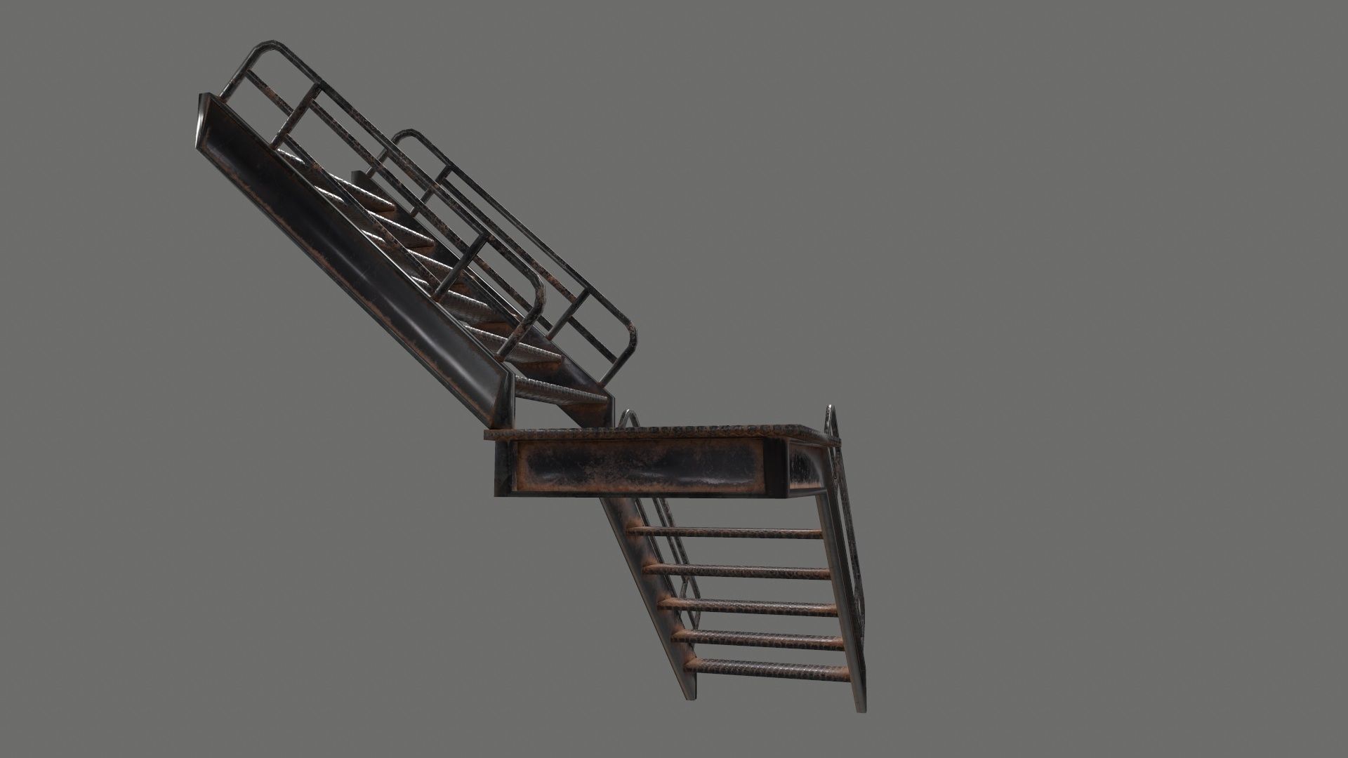 stairs metal Low-poly 3D model_25