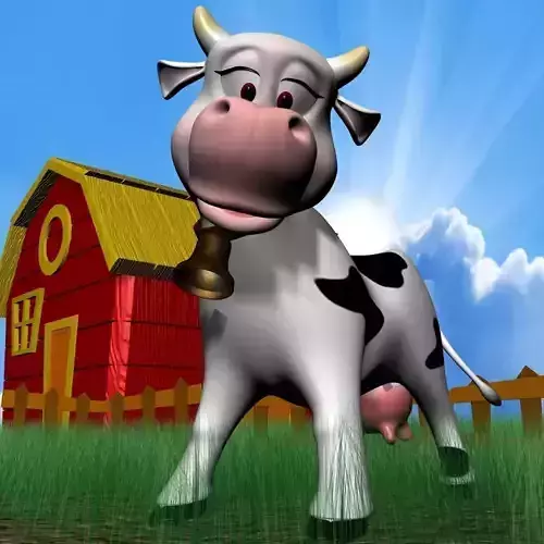 cartoon Cow Rigged Low-poly 3D model