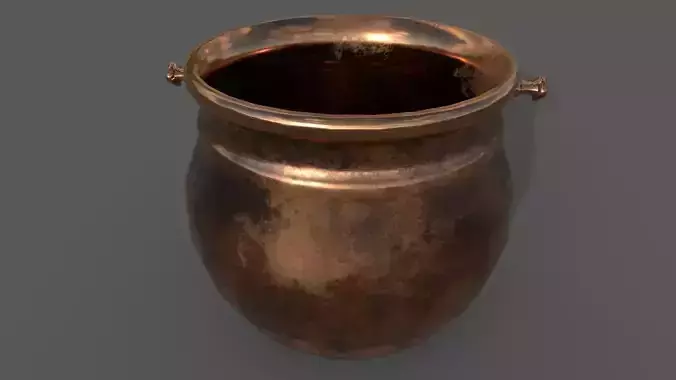 Medieval Copper Cooking Pot Low-poly 3D model