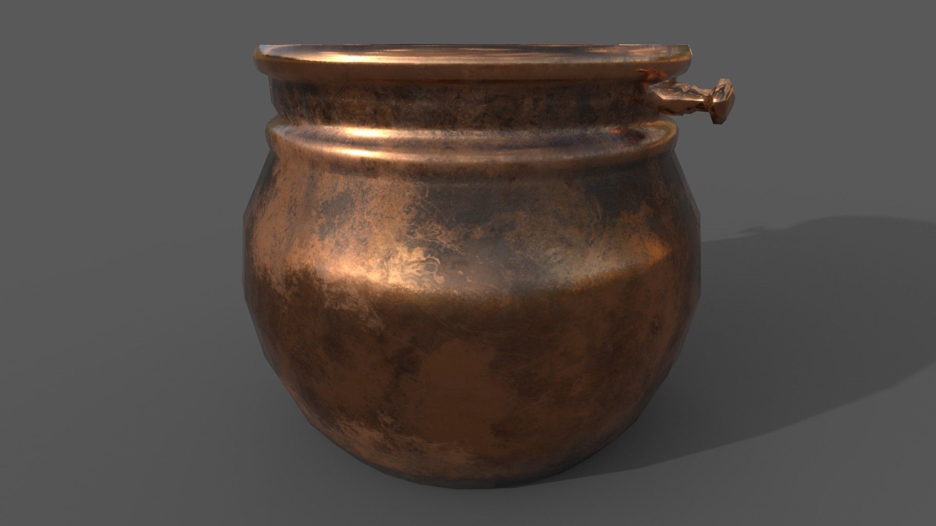 Medieval Copper Cooking Pot Low-poly 3D model_1
